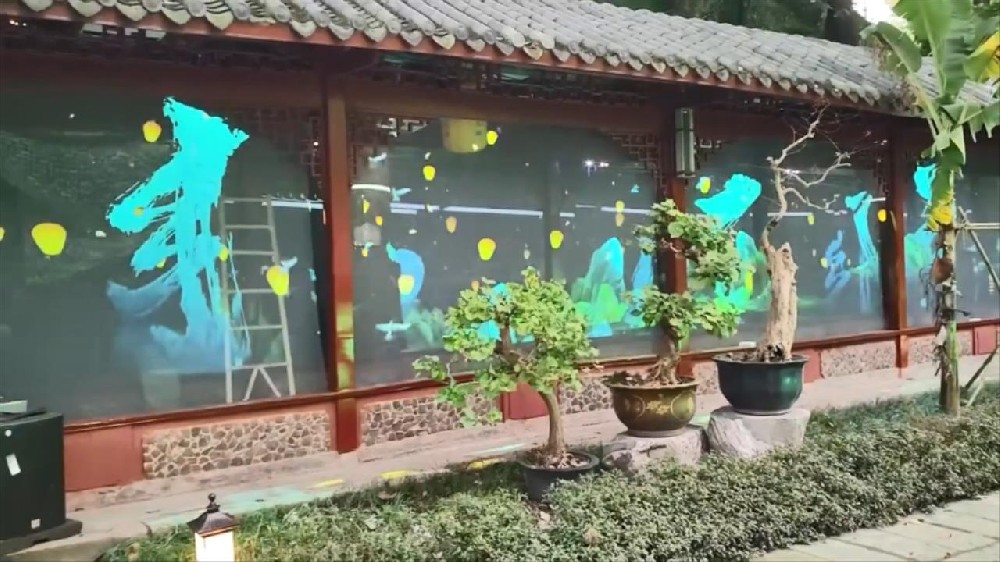 四川成都罨画池户外电动纱幕